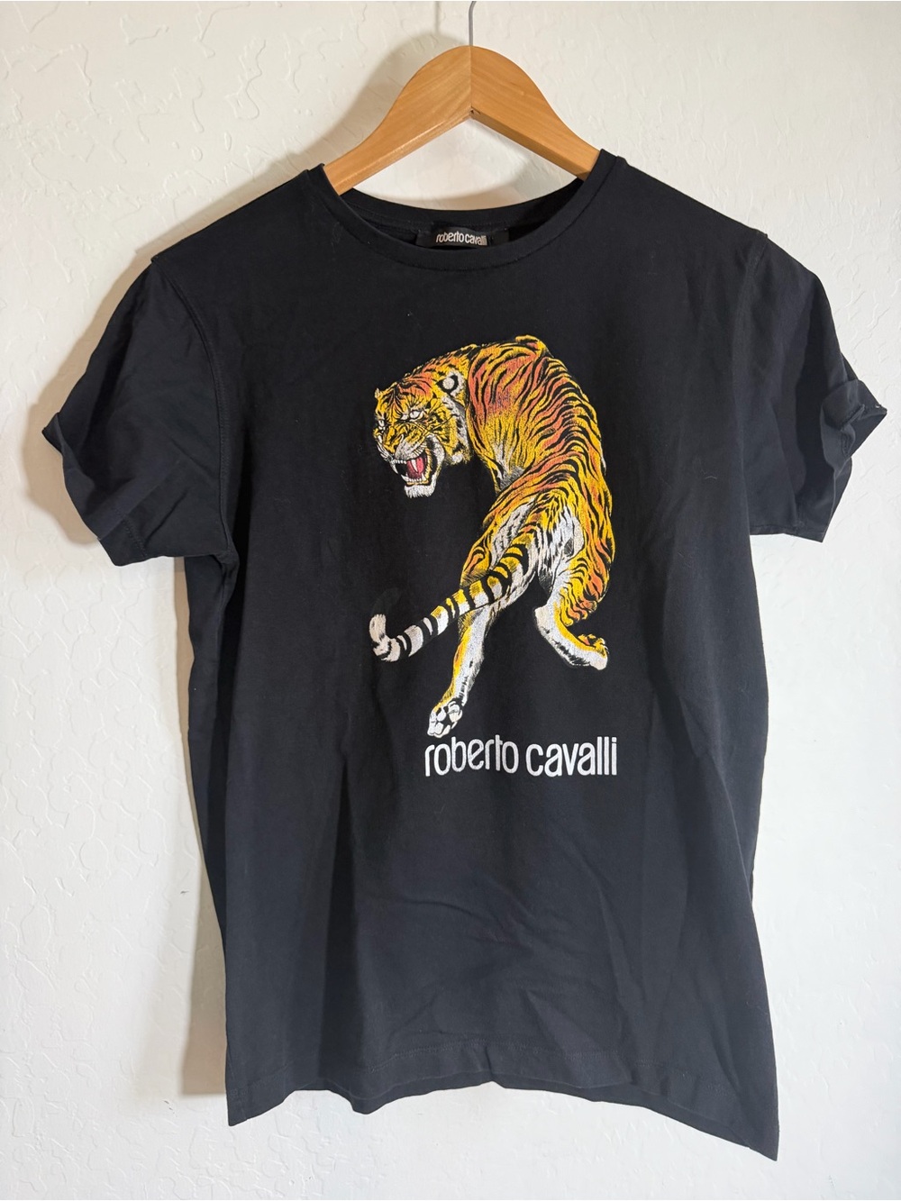 Roberto Cavalli Black Tiger Graphic Short Sleeve T-Shirt [ M